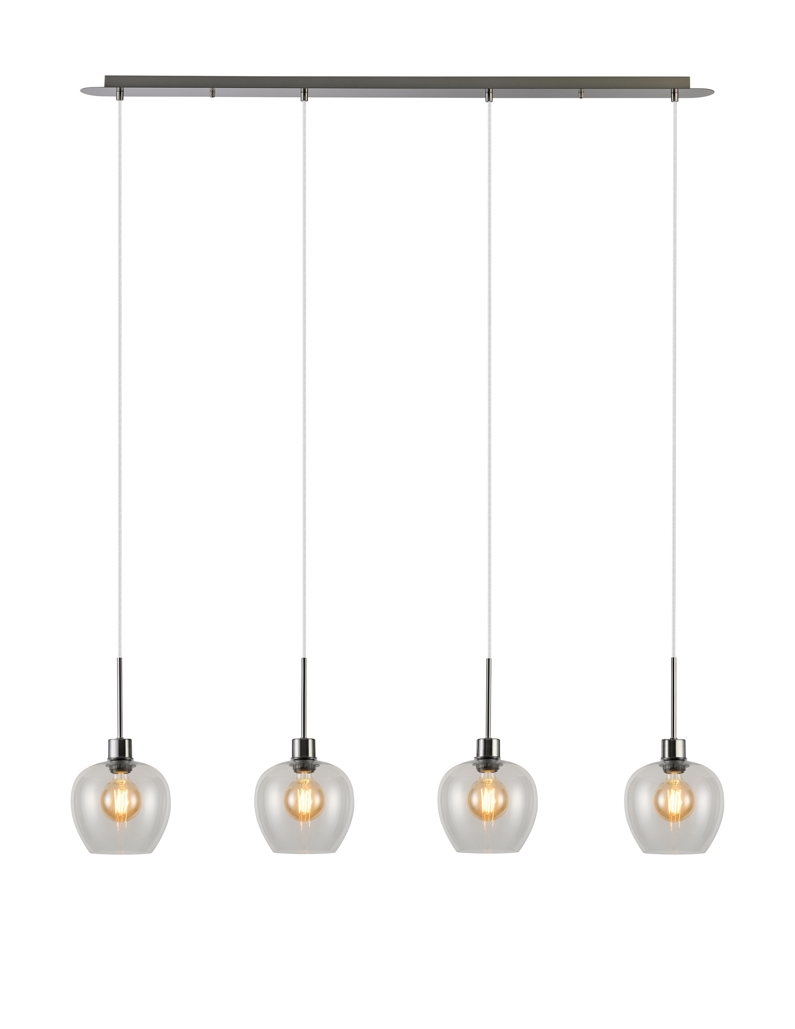 DK1411  Lori Linear Pendant, 4 Light Adjustable E27, Satin Nickel/Clear Wine Shades